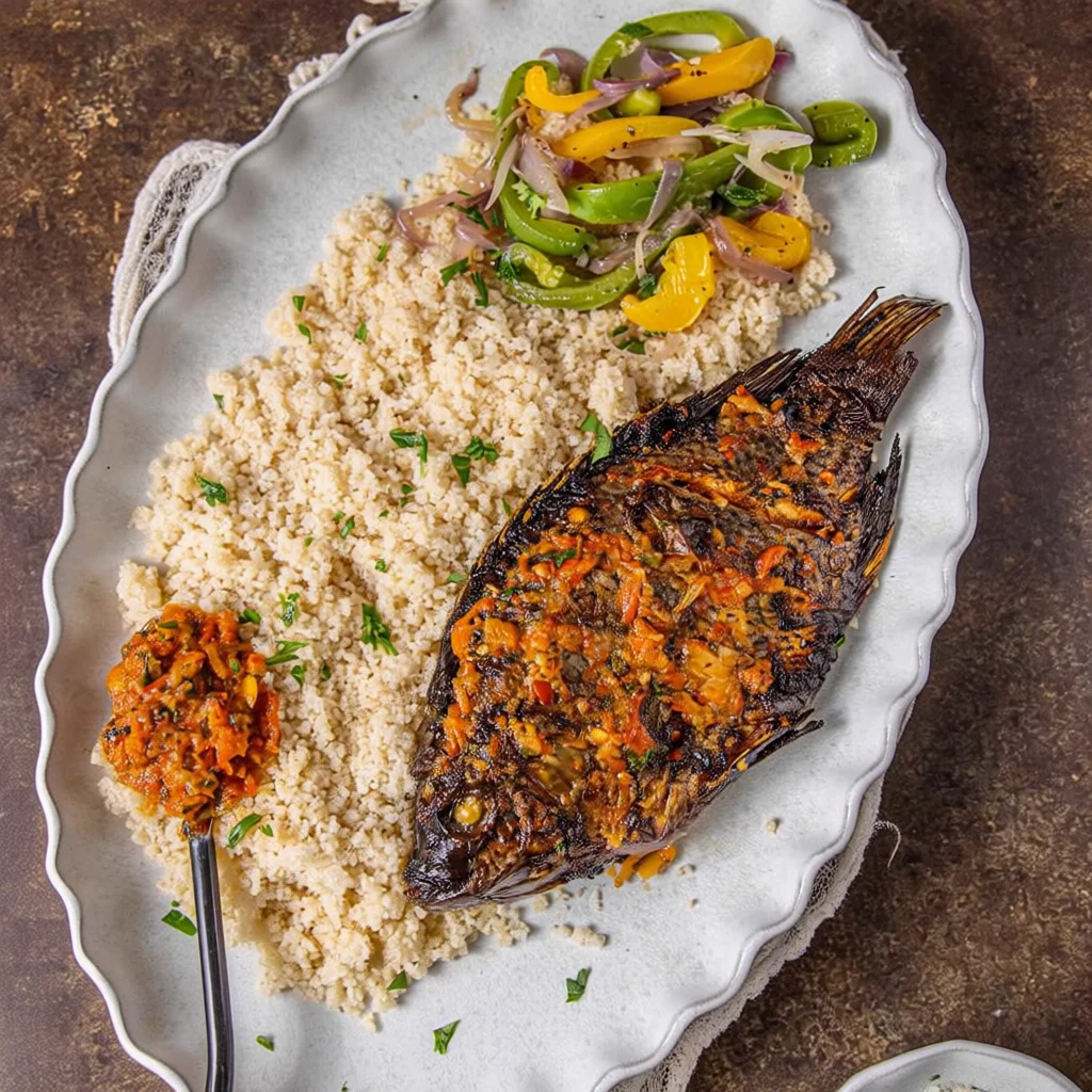 Attiéké with Grilled Fish